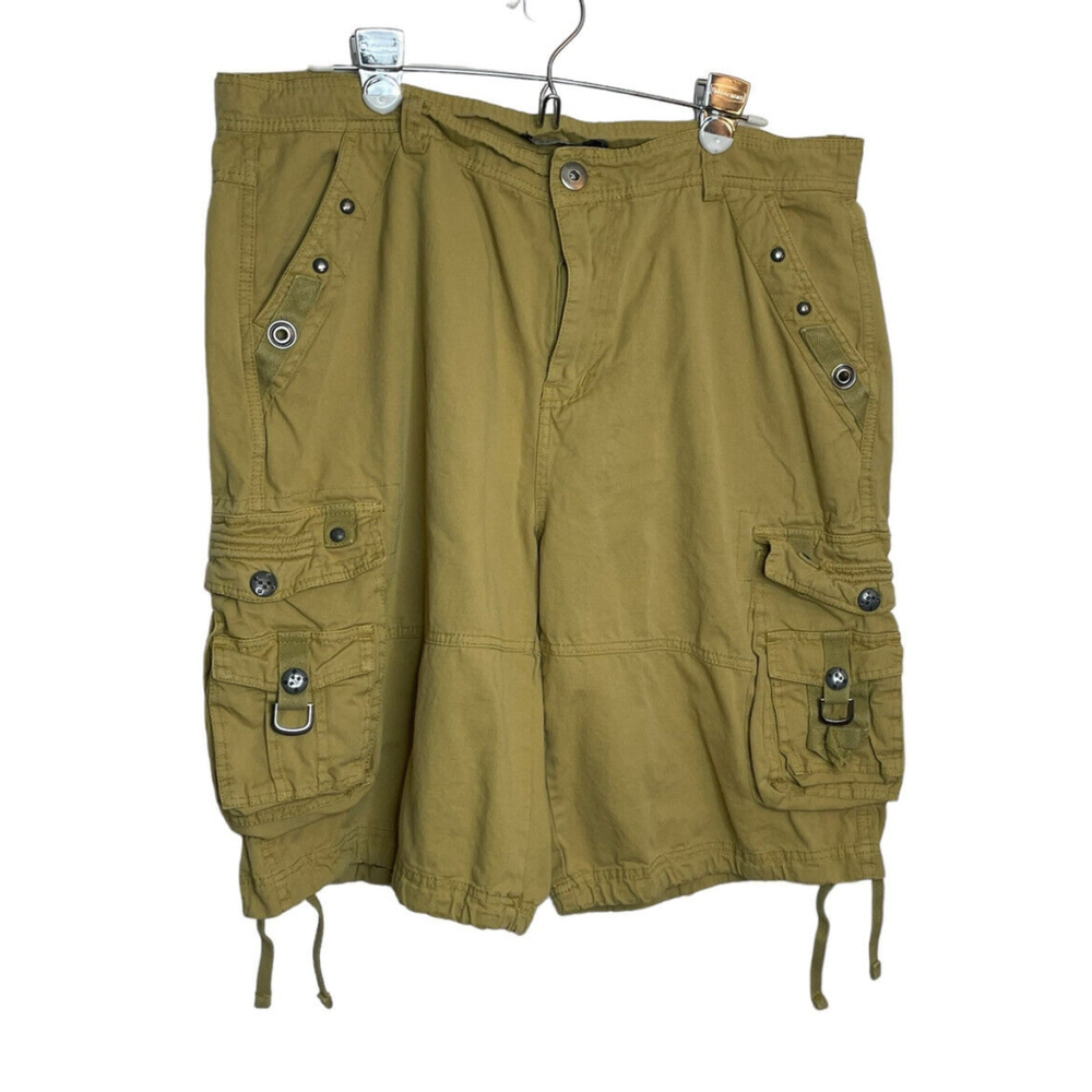 chouyatou Men's Multi-Pocket Cotton Cargo Shorts Mustard Streetwear‎ Gorpcore